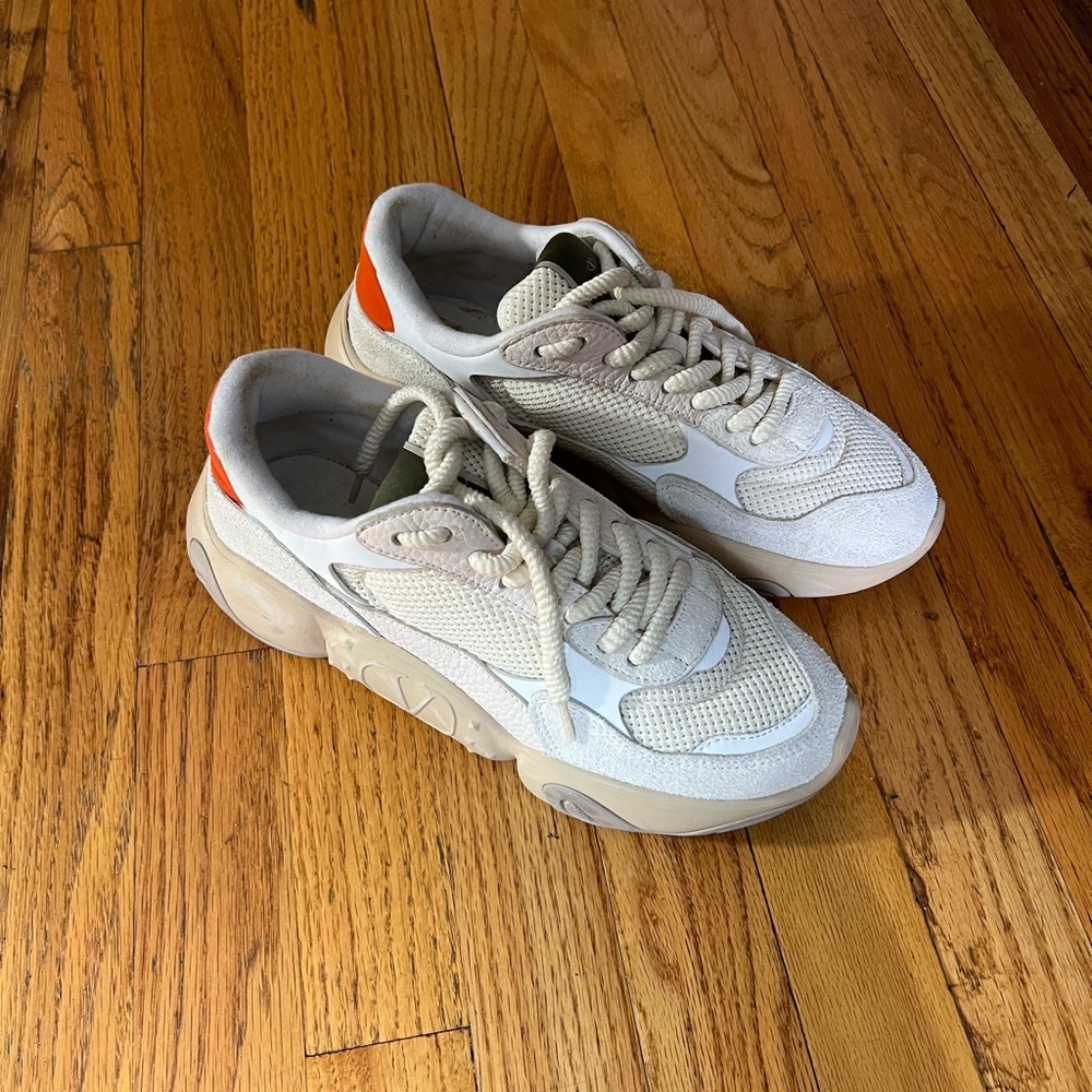 Valentino Beige and Orange Sneakers